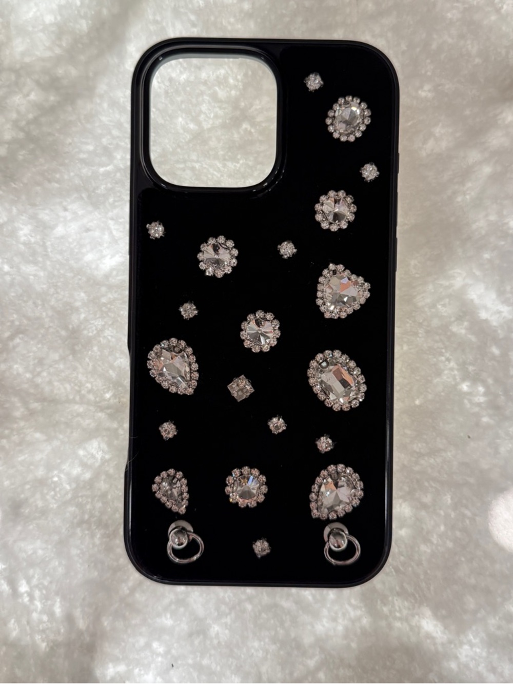 iPhone 16 Pro Max Black Velvet Gemstone Case - Hello Lux